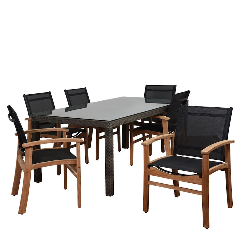 Amazonia Luna 7-piece Teak Rectangular Patio Dining Set - 7 Piece