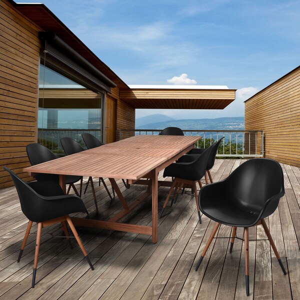 Tollesbury 9pc Wicker Patio Dining Set with Rectangular Table – Amazonia For Sale
