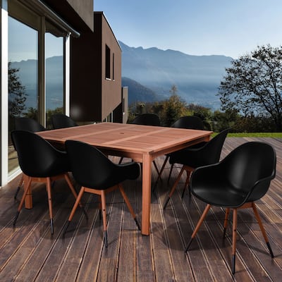 Amazonia Anastasia 9-piece Black Square Patio Dining Set - 9pc