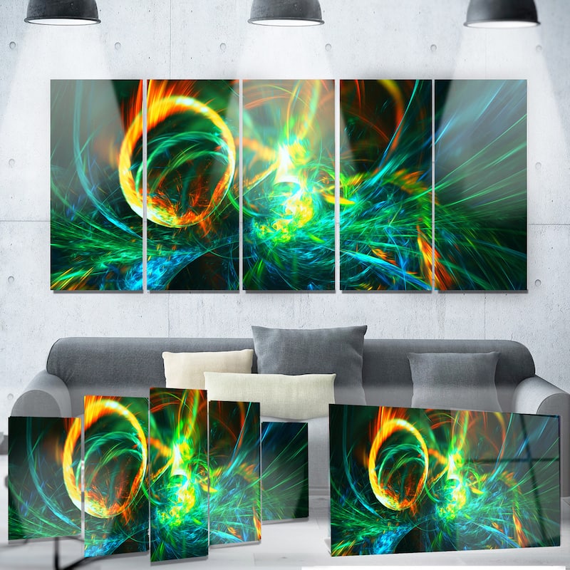 Designart 'Fire Green Abstract' Metal Wall Art - Bed Bath & Beyond ...