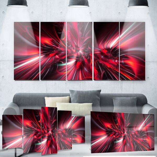 slide 1 of 4, Designart 'Red Implosion' Metal Wall Art