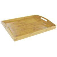 Modern Honey Bamboo Serving Tray with Built-In Handles