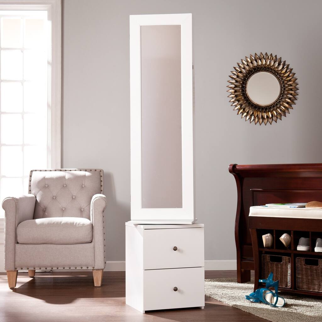 SEI Furniture Dylan White Swivel Jewelry Armoire