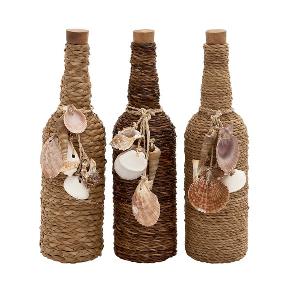 Shop Benzara Multicolored Twine/Seashell-decorated 3-piece Stoppered ...