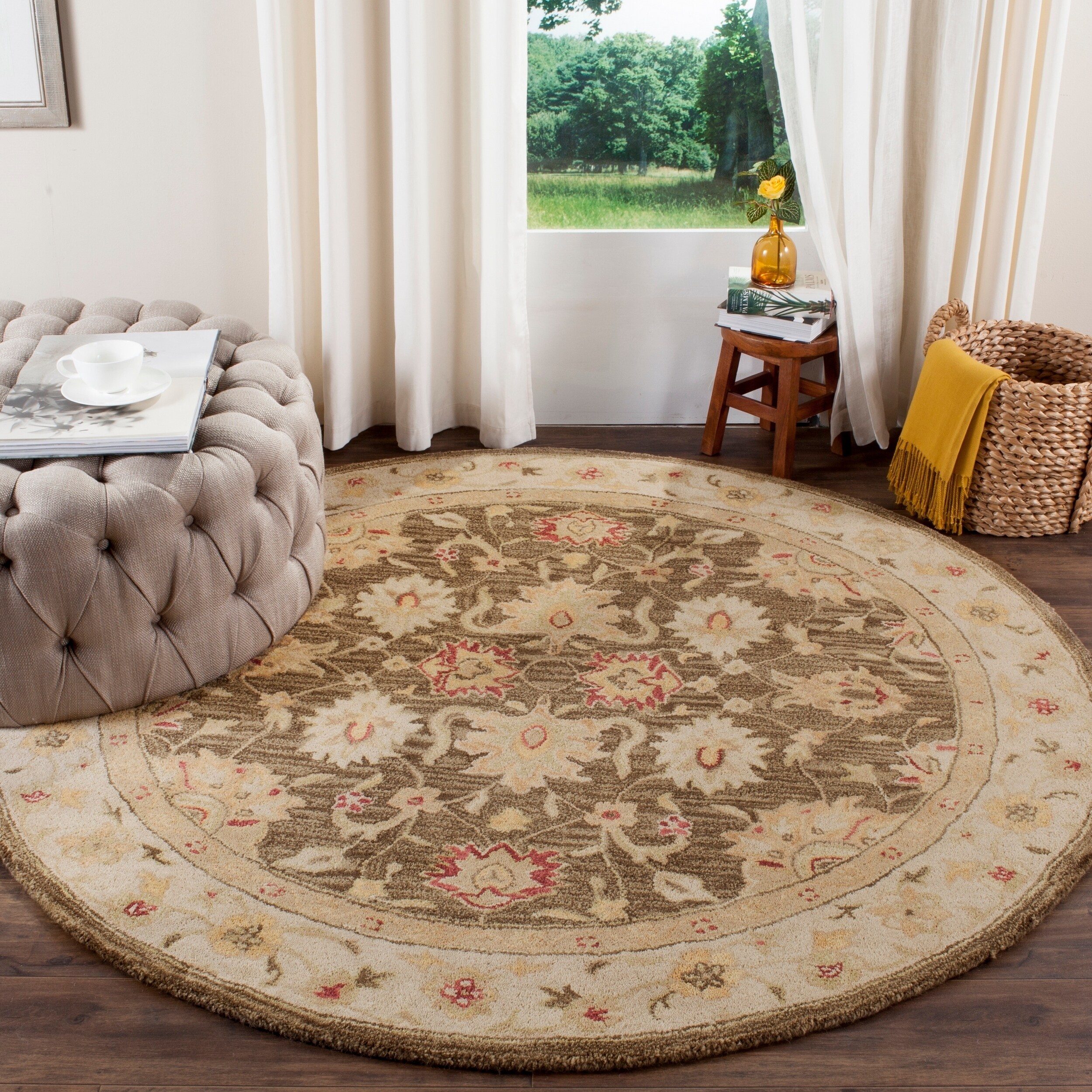 Safavieh Handmade Antiquity Olive Grey Beige Wool Rug 6 Round Safavieh Handmade Antiquity Olive Grey Beige Wool Rug 6 Round