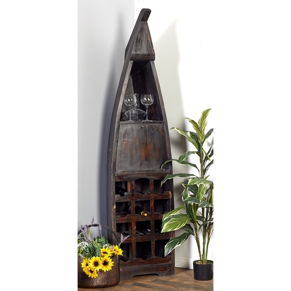 Boat-Shaped Wood Multi-Compartment Wine Cabinet