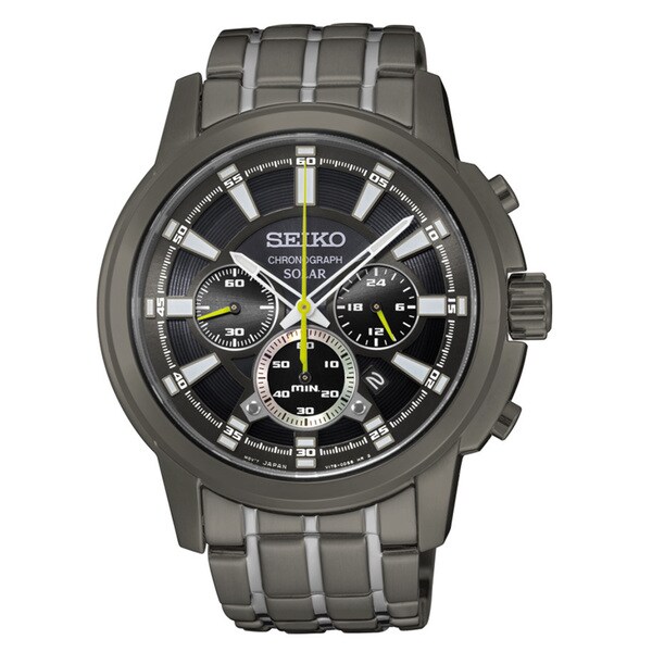 seiko men's two tone bracelet quartz chronograph watch