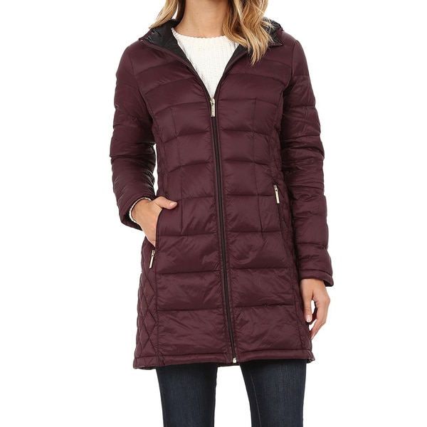 Michael Michael Kors Burgundy Quilted 3/4-length Down Coat - Free ...