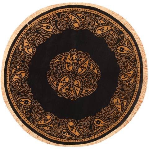 Handmade One-of-a-Kind William Morris Wool Rug (India) Round - 6'5 Round - 6'5 Round