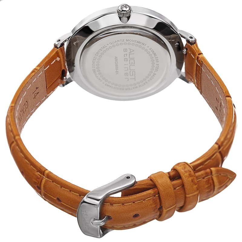 August Steiner Women?s Japanese Quartz Interchangeable Leather Strap Watch - brown