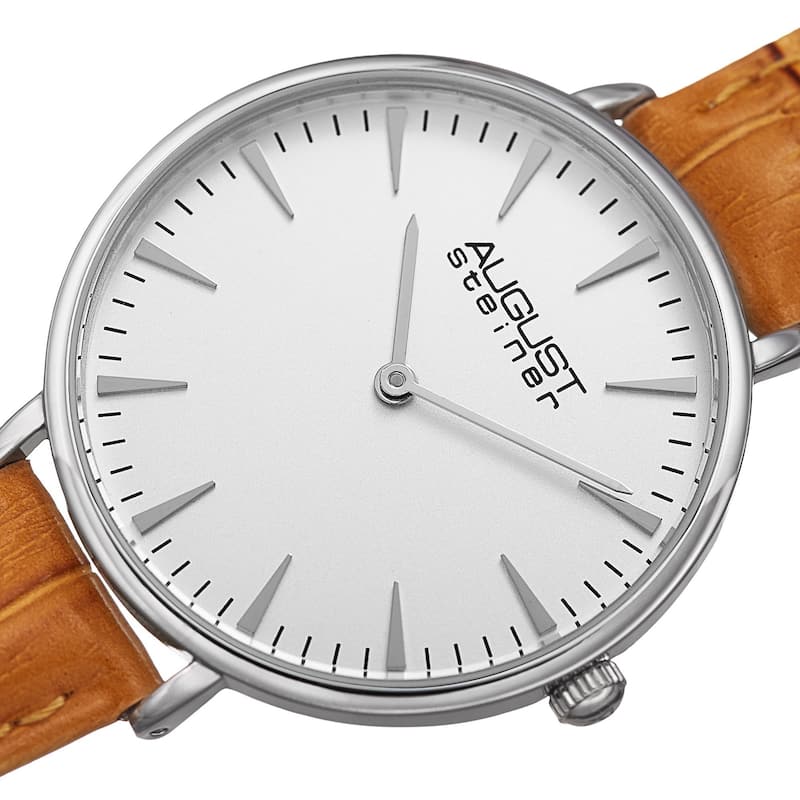 August Steiner Women?s Japanese Quartz Interchangeable Leather Strap Watch - brown