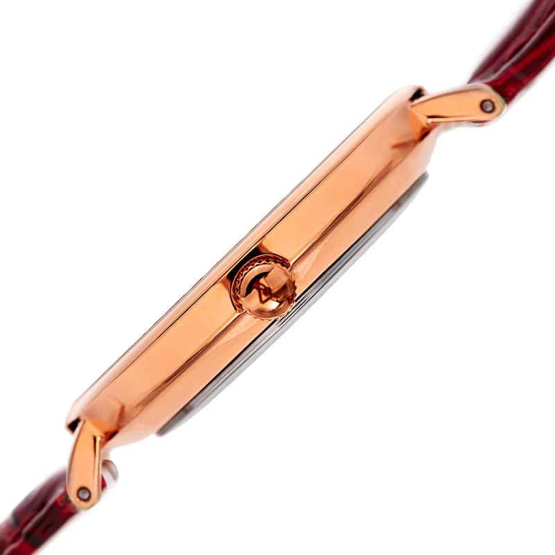 August Steiner Women's Japanese Quartz Interchangeable Leather Strap Watch - Red