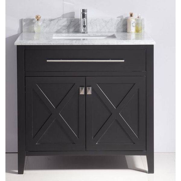 Shop Wimbledon Collection Marble Top Wood Vanity Floor Cabinet