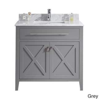 Shop Wimbledon Collection Marble Top Wood Vanity Floor Cabinet