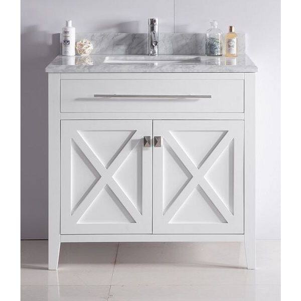 Shop Wimbledon Collection Marble Top Wood Vanity Floor Cabinet