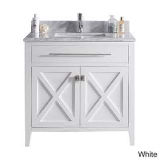 Shop Wimbledon Collection Marble Top Wood Vanity Floor Cabinet