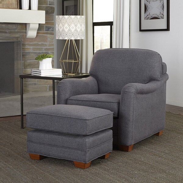 Shop Magean Grey Upholstered Stationary Chair and Ottoman ...