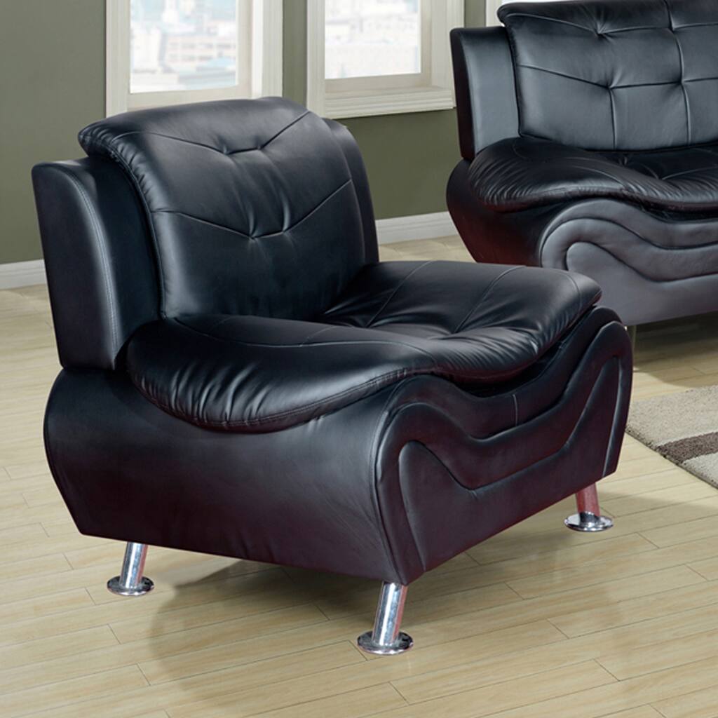 Ellena Black, Red, White Faux Leather, Wood Modern Living Room Chair