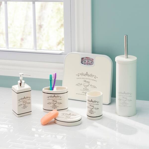 4pc Bath Set Paris White Bathroom Accessory Sets Home Urbytus Com
