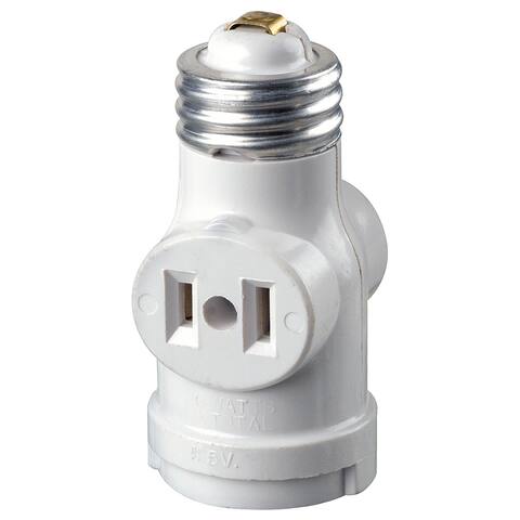 Leviton 15 Amp White Medium Base Lamp Holder Outlet Adapter