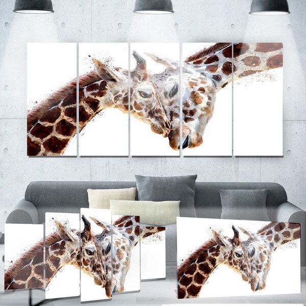 Designart 'Loving Giraffes' Animal Metal Wall Art - Overstock - 11846811