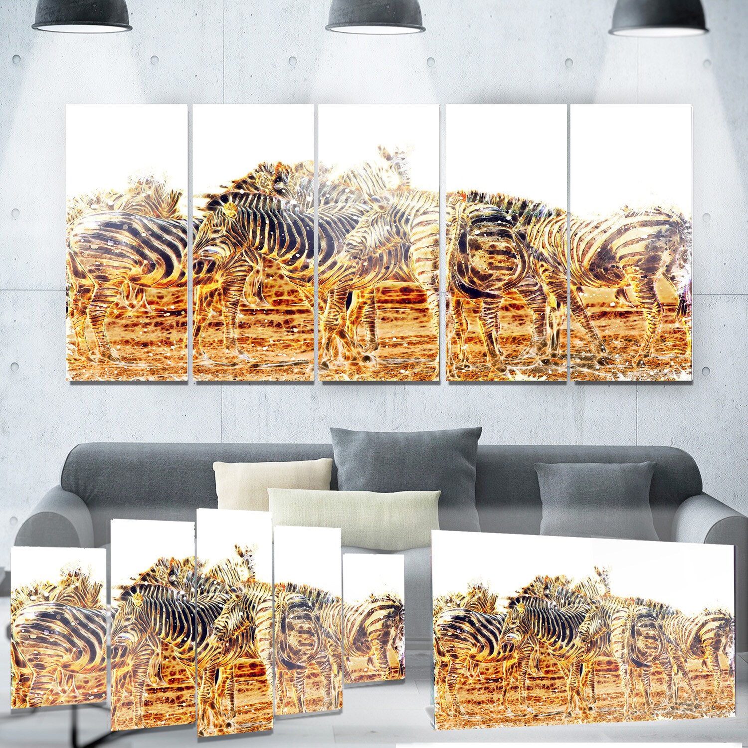 Designart 'Zebra Herd' Animal Metal Wall Art Small | eBay