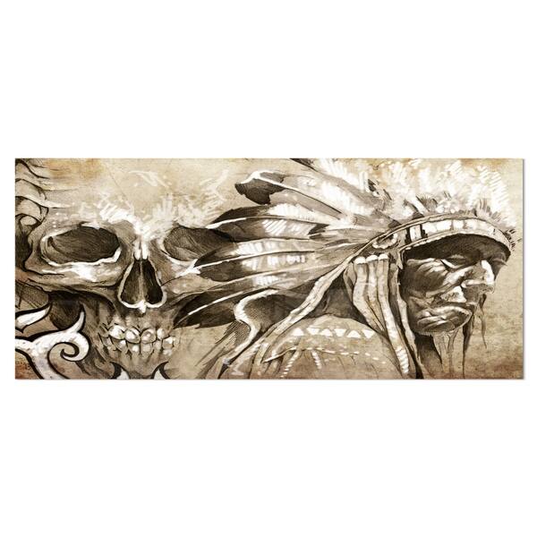 Designart 'American Indian Warrior Tattoo Sketch' Portrait Metal Wall ...