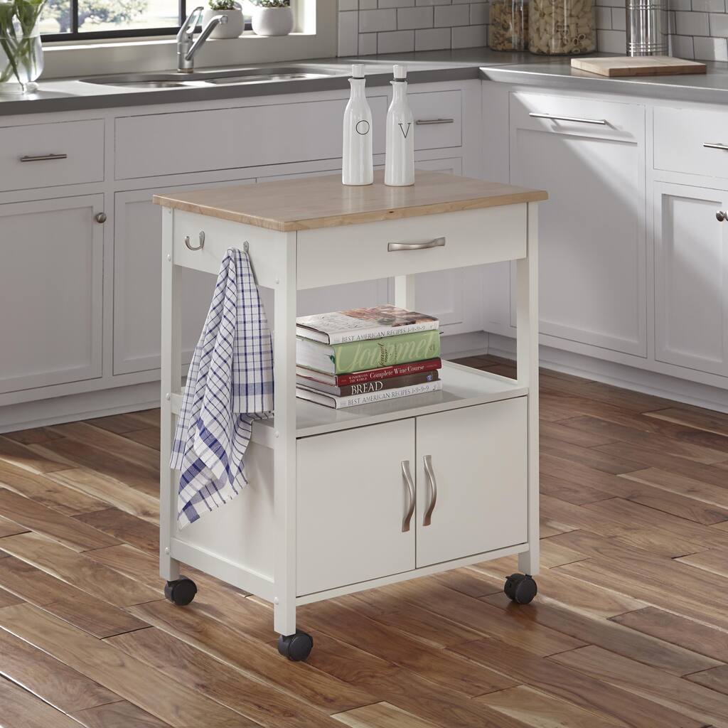 The Banner White Wooden Kitchen Cart by Home Styles