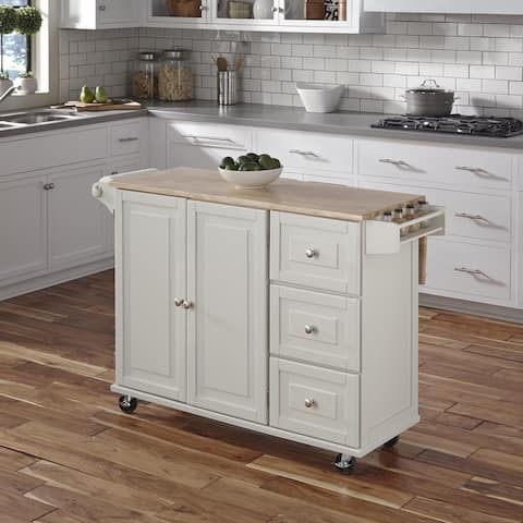 Dolly Madison Kitchen Cart with Wood Top and Drop Leaf Breakfast Bar by Homestyles