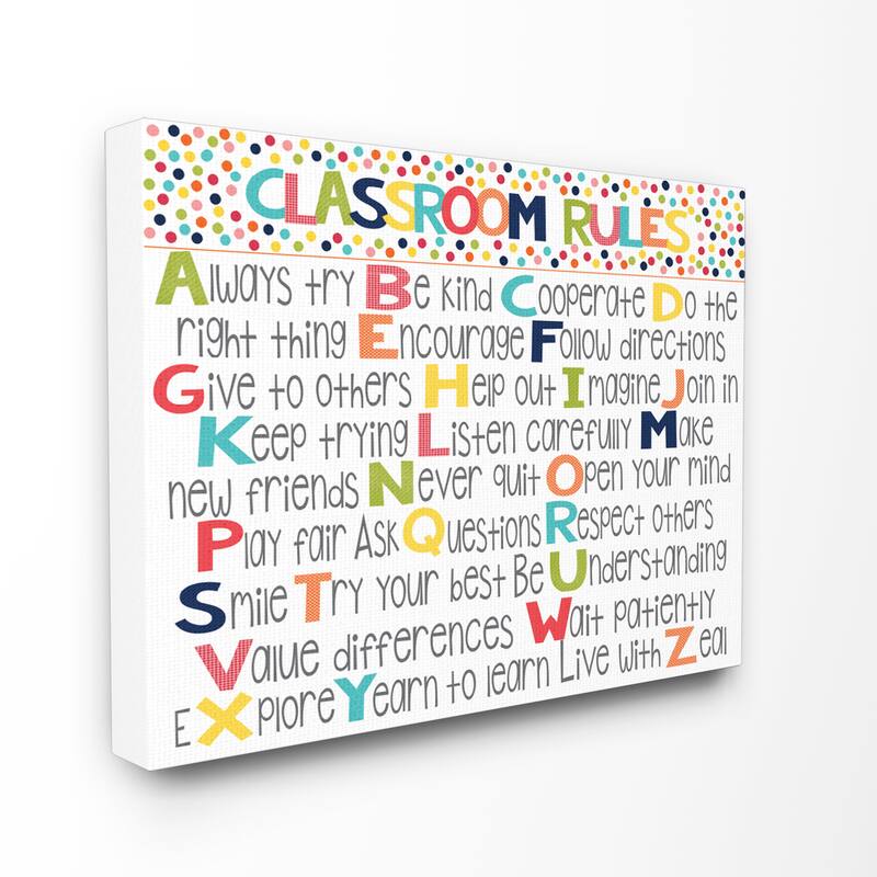 Stupell Classroom Rules' Colorful Alphabet Stretched Canvas Wall Art