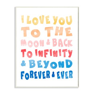 Stupell Love To Moon and Back' Rainbow Typography Canvas Wall Art - Bed ...