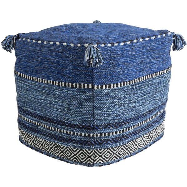 Geometric Ansley Square 18-inch Cotton/Chenille Cotton Pouf