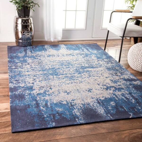 nuLOOM Handmade Flatweave Cotton Casual Overdyed Blue Rug (5' x 8