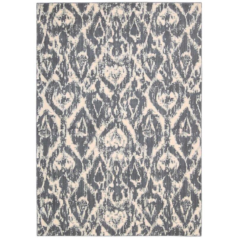 Nourison Nepal NEP07 Area Rug - Grey - Abstract - Indoor - Transitional/Patterned - Runner/Rectangle - 6' x 9' - Wool/Silk - Grey - 5'3" x 7'5"