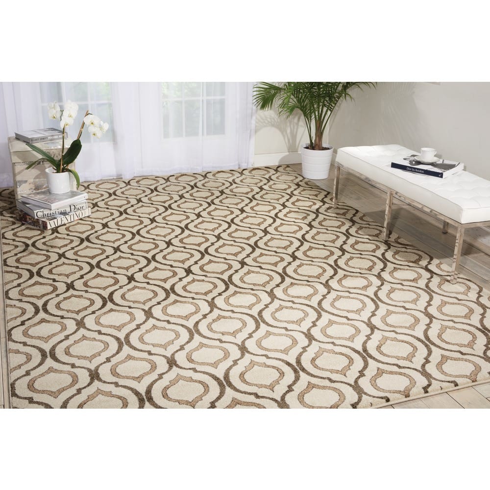 Nourison Glistening Nights Modern Geometric Trellis Area Rug