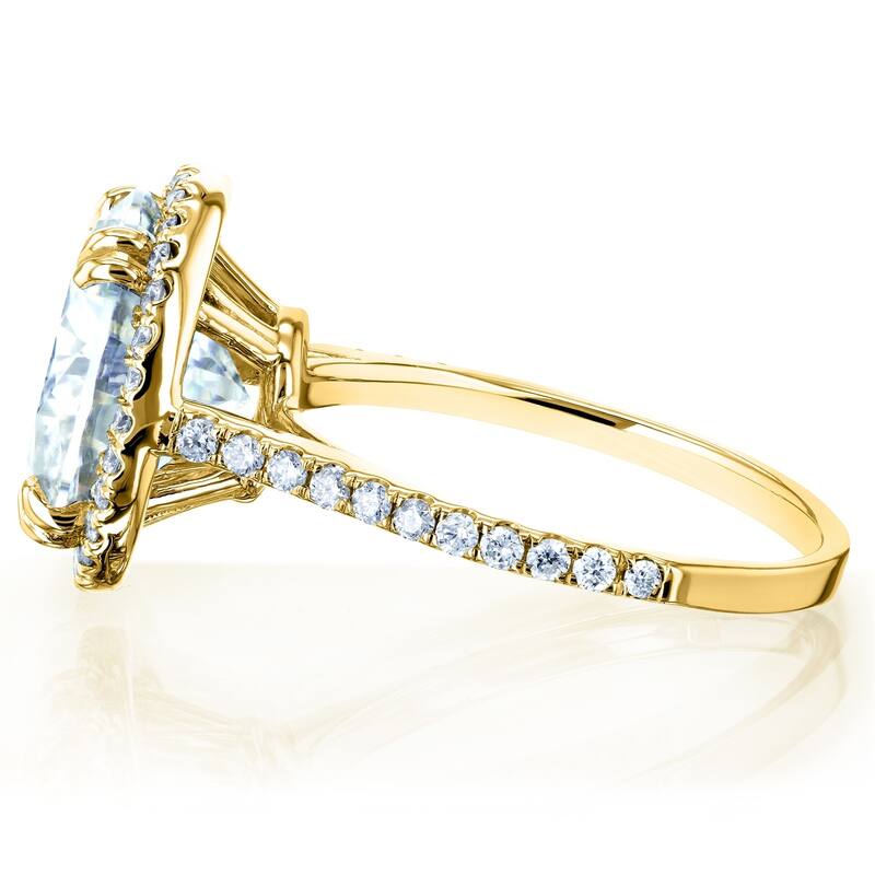 Kobelli 5.15 Carats Moissanite and Diamond 14k Solid Yellow Gold Round Halo Cathedral Ultra Grand Engagement Ring