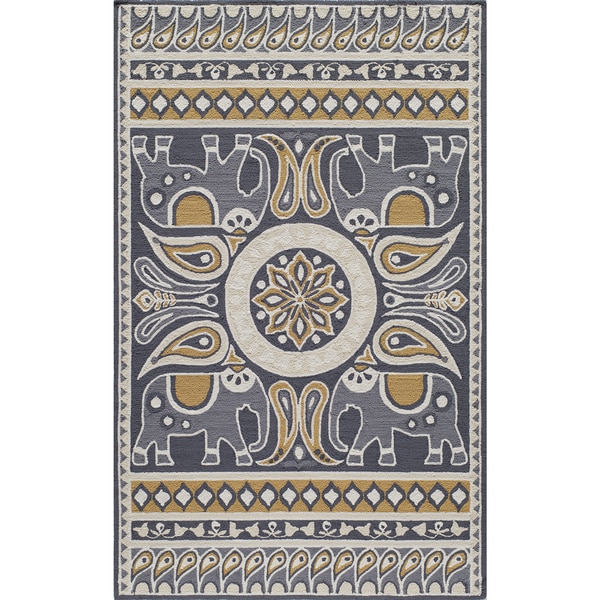 Momeni Veranda Gold Lucky Elephant Indoor Outdoor Rug 5 X 8 Momeni Veranda Gold Lucky Elephant Indoor Outdoor Rug 5 X27 X 8