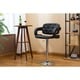 Porch & Den Coal Creek Black Button-tufted Leather Upholstered Modern Adjustable Bar Stool - Thumbnail 1