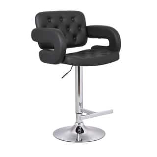 Leather Office Conference Room Chairs Online At Clay Alder Home Coal Creek Black On Tufted Leather Upholstered Modern Adjule Bar Stool
