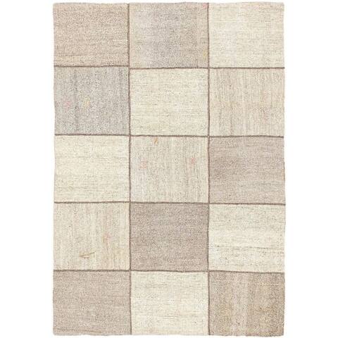 Flat-weave Moldovia Patch Beige, Cream Cotton Kilim