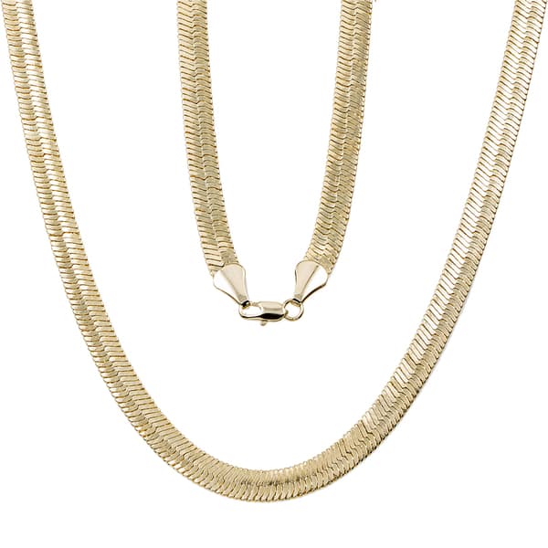 slide 1 of 6, 10mm Yellow Gold or Silver Overlay Herringbone Chain by Simon Frank Designs
