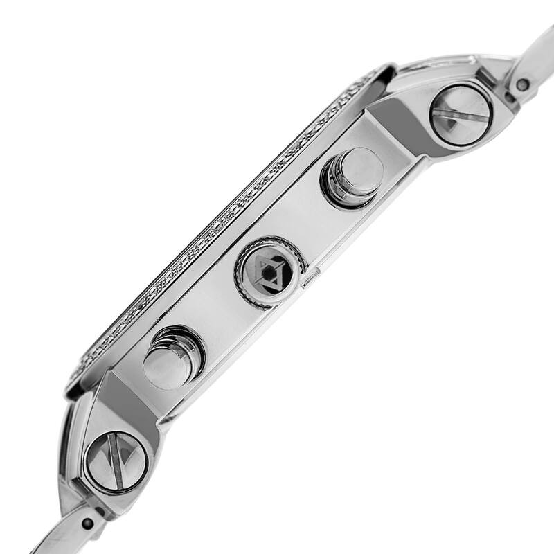 Akribos XXIV Men's Swiss Quartz Dazzling Retrograde Dual-Time Stainless Steel Bracelet Watch - silver
