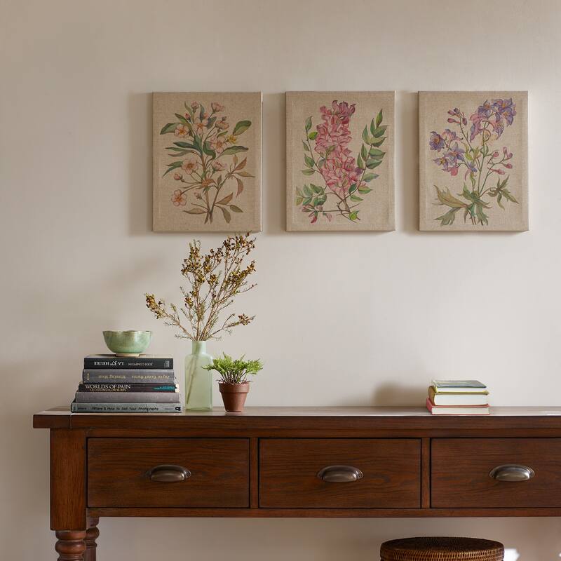Madison Park Linen Botanicals Illustration 3-piece Canvas Wall Art Set - Multi