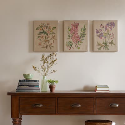 Madison Park Linen Botanicals Illustration 3-piece Canvas Wall Art Set - Multi