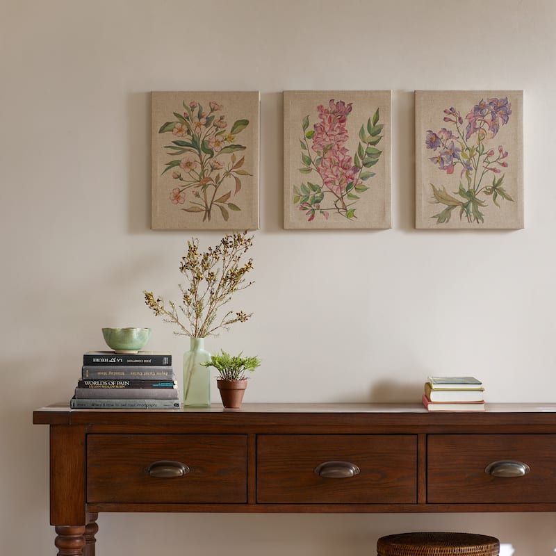 Madison Park Linen Botanicals Illustration 3-piece Canvas Wall Art Set - Multi