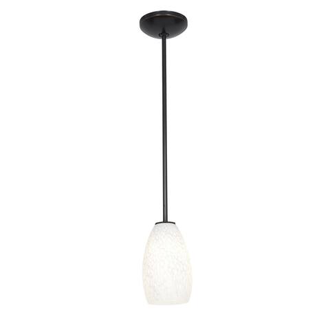 Access Lighting Champagne Bronze Integrated LED Rod Pendant, White Stone Shade