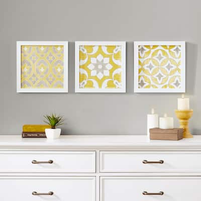 Madison Park Patterned Tiles Distressed Medallion 3-piece Wall Decor Set