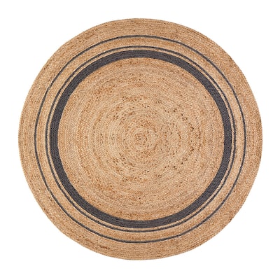 Jani Tara Grey Rings Jute Rug - Elegant and Durable Floor Covering