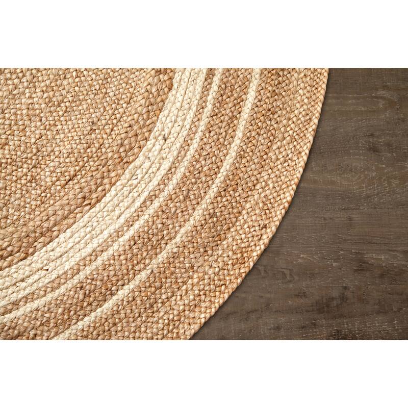 Jani Tara Ivory Rings Jute Rug - Kerala Jute Design, Sunshine Color, 6 Feet