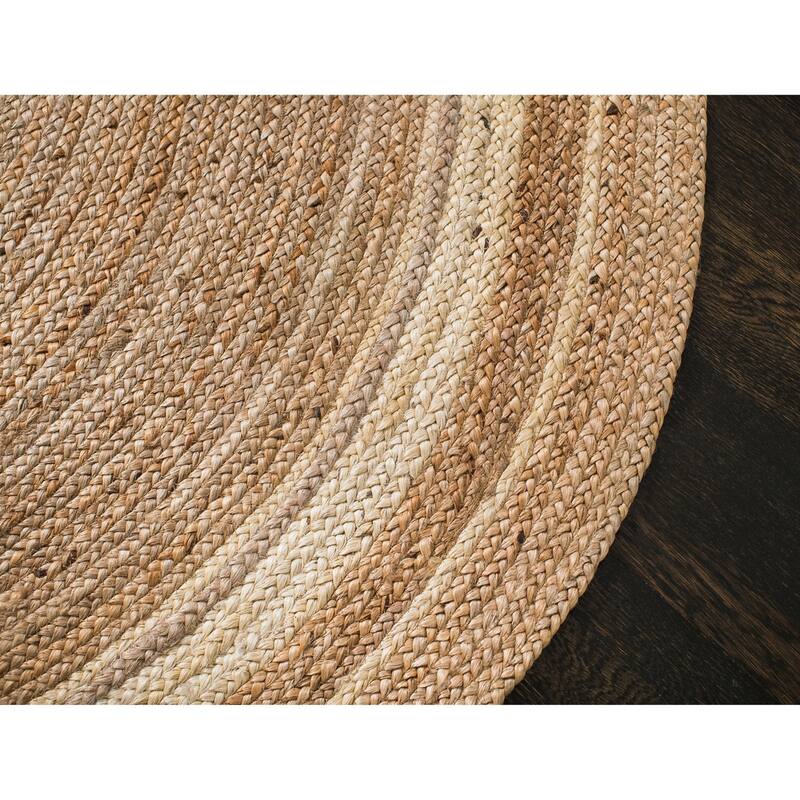 Jani Tara Ivory Rings Jute Rug - Kerala Jute Design, Sunshine Color, 6 Feet